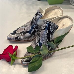 Snakeskin Mules - Black, cream and brown